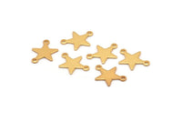 Gold Star Charm, 10 Gold Plated Brass Star Charms With 2 Loops (16x12x0.80mm) M01543