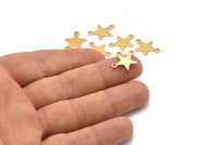 Gold Star Charm, 10 Gold Plated Brass Star Charms With 2 Loops (16x12x0.80mm) M01543