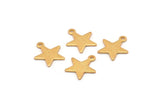 Gold Star Charm, 10 Textured Gold Plated Brass Star Charms With 1 Loop (14x13x0.80mm) M01579