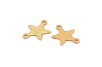 Gold Star Charm, 10 Textured Gold Plated Brass Star Charms With 2 Loops (16x12x0.80mm) M01580