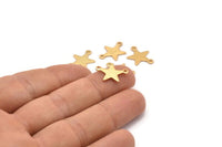 Gold Star Charm, 10 Textured Gold Plated Brass Star Charms With 2 Loops (16x12x0.80mm) M01580