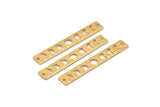 Gold Rectangle Charm, 4 Hammered Gold Plated Brass Moon Phases Charms With 2 Holes, Stamping Blanks (40x6x0.80mm) M01515 H0209