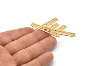 Gold Rectangle Charm, 4 Hammered Gold Plated Brass Moon Phases Charms With 2 Holes, Stamping Blanks (40x6x0.80mm) M01515 H0209