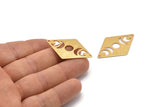 Gold Diamond Charm, 2 Textured Gold Plated Brass Moon Charms With 2 Holes, Rhombus Blanks (40x26x0.80mm) M01529 Q0274