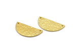 Hammered Half Moon, Hammered Raw Brass Semi Circle Blanks with 2 Holes (30x15x1.2mm) N0390