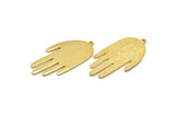 Brass Hand Charm, Raw Brass Hand Charm With 1 Loop, Earrings, Findings (53x27x1.5mm) N1749
