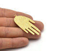 Brass Hand Charm, Raw Brass Hand Charm With 1 Loop, Earrings, Findings (53x27x1.5mm) N1749