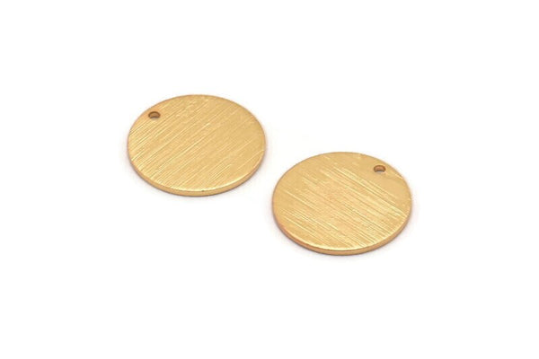 Gold Cabochon Tag, 4 Textured Gold Plated Brass Round Charms With 1 Hole, Stamping Tags (14x0.80mm) M01585