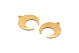 Gold Moon Charm, 6 Gold Plated Brass Crescent Moon With 1 Loop, Earrings (16x14x0.80mm) M01569 H0927