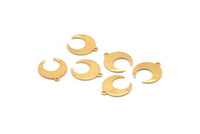 Gold Moon Charm, 6 Gold Plated Brass Crescent Moon With 1 Loop, Earrings (16x14x0.80mm) M01569 H0927