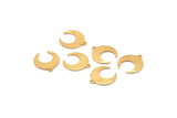 Gold Moon Charm, 6 Gold Plated Brass Crescent Moon With 1 Loop, Earrings (16x14x0.80mm) M01569 H0927