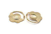 Gold Flower Pendant, 1 Gold Plated Brass Elegant Semi Flower Earring Findings (41x42x1mm) U078 Q0396
