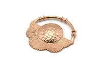 Rose Gold Flower Pendant, 1 Rose Gold Plated Brass Elegant Semi Flower Earring Findings (41x42x1mm) U078 Q0396