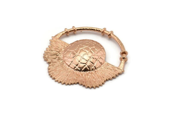 Rose Gold Flower Pendant, 1 Rose Gold Plated Brass Elegant Semi Flower Earring Findings (41x42x1mm) U078 Q0396