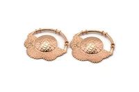 Rose Gold Flower Pendant, 1 Rose Gold Plated Brass Elegant Semi Flower Earring Findings (41x42x1mm) U078 Q0396