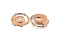 Rose Gold Flower Pendant, 1 Rose Gold Plated Brass Elegant Semi Flower Earring Findings (41x42x1mm) U078 Q0396