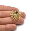 Gold Sun Earring, 2 Gold Plated Brass Sunshine Stud Earrings - Pad Size 6mm N0707 Q0826
