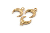 Gold Moon Charm, 6 Gold Plated Textured Horn Charms, Pendant, Jewelry Finding (12x3.50x3mm) N0303 Q0201