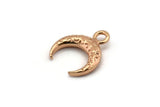 Rose Gold Moon Charm, 6 Rose Gold Plated Textured Horn Charms, Pendant, Jewelry Finding (12x3.50x3mm) N0303 Q0201
