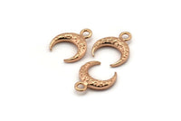 Rose Gold Moon Charm, 6 Rose Gold Plated Textured Horn Charms, Pendant, Jewelry Finding (12x3.50x3mm) N0303 Q0201