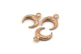 Rose Gold Moon Charm, 6 Rose Gold Plated Textured Horn Charms, Pendant, Jewelry Finding (12x3.50x3mm) N0303 Q0201