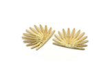 Gold Sun Earring, 2 Gold Plated Brass Sunshine Stud Earrings (38x28mm) N0706 Q0802