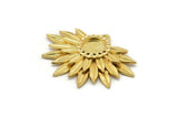 Gold Sunflower Charm, Gold Plated Brass Flower Charm Earrings With 1 Loop, Pendants, Earrings (28x39mm) N0735 Q0807