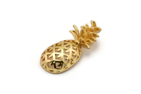 Gold Plated Pineapple - 1 Gold Plated Brass Pineapple Pendant (30x13.4x6.3mm) N0250 Q0117