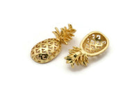 Gold Plated Pineapple - 1 Gold Plated Brass Pineapple Pendant (30x13.4x6.3mm) N0250 Q0117