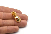 Gold Plated Pineapple - 1 Gold Plated Brass Pineapple Pendant (30x13.4x6.3mm) N0250 Q0117