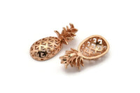 Rose Gold Pineapple Pendant - 2 Rose Gold Plated Brass Pineapple Pendants (30x13.4x6.3mm) N0250 Q0117