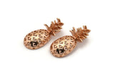 Rose Gold Pineapple Pendant - 2 Rose Gold Plated Brass Pineapple Pendants (30x13.4x6.3mm) N0250 Q0117