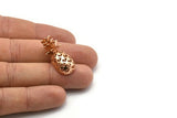 Rose Gold Pineapple Pendant - 2 Rose Gold Plated Brass Pineapple Pendants (30x13.4x6.3mm) N0250 Q0117