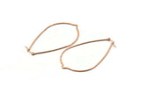 Rose Gold Drop Earring, 2 Rose Gold Plated Brass Drop Wire Earring Findings (68x40x1mm) D1315 Q0940