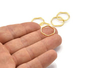 Gold Circle Rings, 24 Gold Lacquer Plated Brass Wavy Circle Rings, Charms (16.5x0.80x1.5mm) BS 1759 Q0393