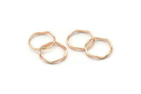 Rose Gold Circle Rings, 24 Rose Gold Lacquer Plated Brass Wavy Circle Rings, Charms (16.5x0.80x1.5mm) BS 1759 Q0393