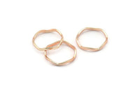 Rose Gold Circle Rings, 24 Rose Gold Lacquer Plated Brass Wavy Circle Rings, Charms (16.5x0.80x1.5mm) BS 1759 Q0393