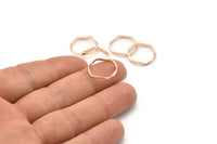 Rose Gold Circle Rings, 24 Rose Gold Lacquer Plated Brass Wavy Circle Rings, Charms (16.5x0.80x1.5mm) BS 1759 Q0393