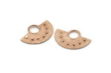 Semi Circle Pendant, 2 Rose Gold Plated Brass Semi Circle  Pendants (29x19mm) C012 Q0599