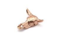 Huge Ox Pendant, Rose Gold Plated Large Ox Head Skull Charms, Pendants (28x26mm) N0403 Q0209