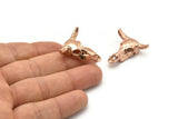 Huge Ox Pendant, Rose Gold Plated Large Ox Head Skull Charms, Pendants (28x26mm) N0403 Q0209