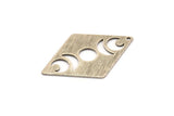 Silver Diamond Charm, 4 Textured Antique Silver Plated Brass Moon Charms With 1 Hole, Rhombus Blanks (40x26x0.80mm) M01528 Q0277