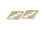 Silver Diamond Charm, 4 Textured Antique Silver Plated Brass Moon Charms With 1 Hole, Rhombus Blanks (40x26x0.80mm) M01528 Q0277