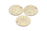 Silver Round Charm, 8 Hammered Antique Silver Plated Brass Round Charms With 1 Hole, Findings (20x0.80mm) M01517