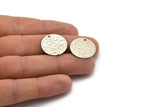 Silver Round Charm, 8 Hammered Antique Silver Plated Brass Round Charms With 1 Hole, Findings (20x0.80mm) M01517
