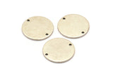 Silver Cabochon Tag, 12 Antique Silver Plated Brass Round Charms With 2 Holes, Stamping Tags (14x0.80mm) M01593