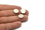 Silver Cabochon Tag, 12 Antique Silver Plated Brass Round Charms With 2 Holes, Stamping Tags (14x0.80mm) M01593