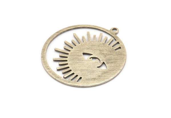 Silver Eye Charm, 4 Textured Antique Silver Plated Brass Eye Charms With 1 Loop (33x30x0.80mm) M01556