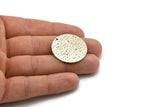 Silver Round Charm, 2 Hammered Antique Silver Plated Brass Stamping Blanks With 1 Hole, Stamping Tags (30x0.80mm) M01503