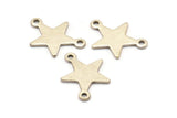 Silver Star Charm, 25 Antique Silver Plated Brass Star Charms With 2 Loops (16x12x0.80mm) M01543